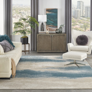 Nourison Maxell MAE06 Ivory/Teal Area Rug by Home Room Image Feature