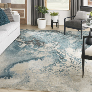 Nourison Maxell MAE08 Ivory/Teal Area Rug by Home Corner Image