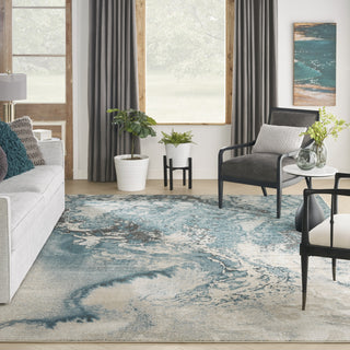 Nourison Maxell MAE08 Ivory/Teal Area Rug by Home Room Image Feature