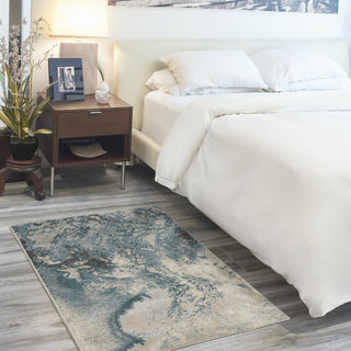 Nourison Maxell MAE08 Ivory/Teal Area Rug by Home Corner Image