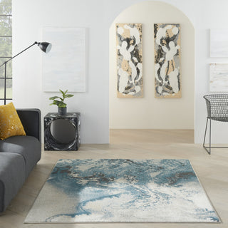 Nourison Maxell MAE08 Ivory/Teal Area Rug by Home Room Image Feature