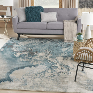 Nourison Maxell MAE08 Ivory/Teal Area Rug by Home Corner Image