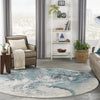 Nourison Maxell MAE08 Ivory/Teal Area Rug by Home Room Image Feature