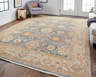 Havila Fine Rugs Mughal H1756 Blue/Rust Area Rug Lifestyle Image Feature