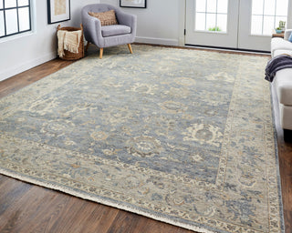 Havila Fine Rugs Mughal H1757 Blue/Gray Area Rug Lifestyle Image Feature