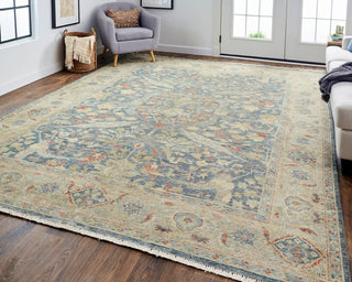 Havila Fine Rugs Mughal H1766 Blue/Multi Area Rug Lifestyle Image Feature