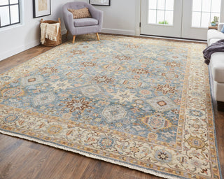 Havila Fine Rugs Mughal H1772 Blue/Gold Area Rug Lifestyle Image Feature