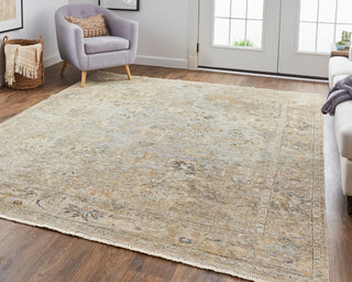 Havila Fine Rugs Mughal H1817 Beige/Blue Area Rug Lifestyle Image Feature