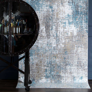 Karastan Tryst Marseille Blue Area Rug Room Scene Image Feature