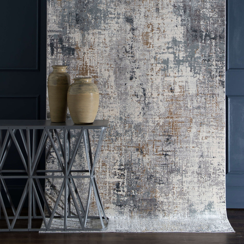 Karastan Tryst Marseille Grey Area Rug Room Scene Image Feature