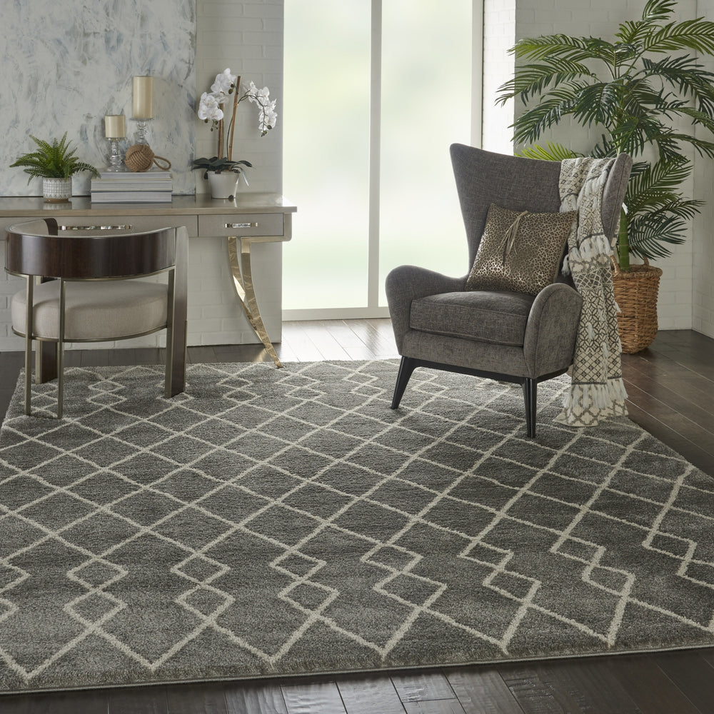 Nourison Martil MAT01 Silver Area Rug Room Image Feature