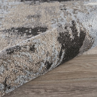 LR Home Matrix 81156 Walnut/Silver Blue Area Rug Lifestyle Image Feature