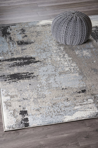 LR Home Matrix 81156 Walnut/Silver Blue Area Rug Lifestyle Image Feature