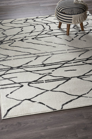 LR Home Matrix 81200 White/Black Area Rug Corner Image