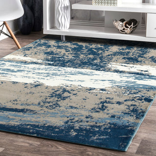 LR Home Matrix 81201 Light Beige/Soft Blue Area Rug Lifestyle Image Feature