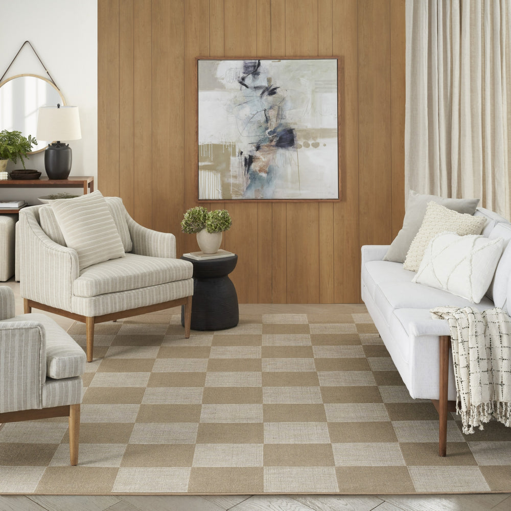 Nourison Washable Modern Jute MDJ02 Natural Ivory Area Rug Room Image Feature
