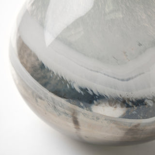 Erie I Short Two Toned Sky Blue Dark Brown Blown Glass Vase Alternative Image