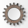 Cog Mirror Round Brown Wood Frame Mirror Alternate Image