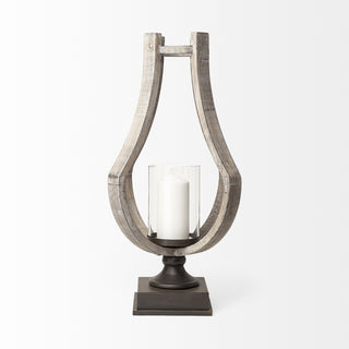 Brillion Large Rustic Wood Metal Table Candle Holder Alternative Image