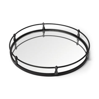 Kimbel Black Metal Mirrored Base Round Tray Main Image