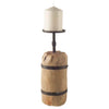 Edgeland I Short Brown Wood Metal Strap Candle Holder Main Image