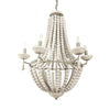 Phillum Silver Metal Chassis and White Wood Beaded Six Bulb Chandelier Main Image