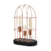 Sutton Rose-Gold Metal Cylindrical Cage Three Bulb Table Lamp Main Image