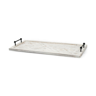 Alfred Natural Wooden Herringbone Rectangular Tray Main Image