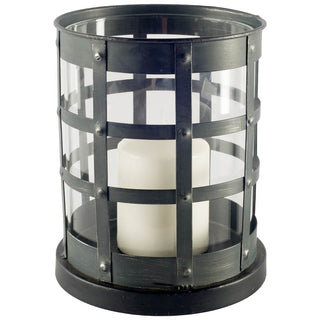 Oliver Black Metal/Glass Caged Table Candle Holder Main Image