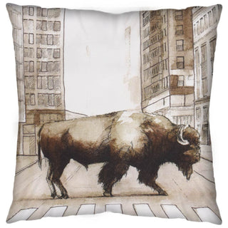 Northstreet II Brown Bison City Crossing Decorative Pillow Cover Main Image