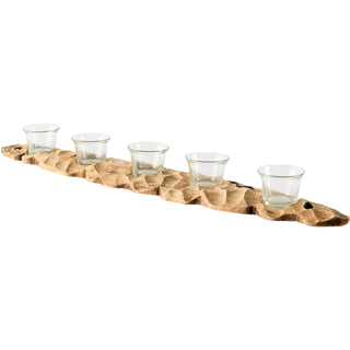Yerba Reclaimed Mango Wood Five Tealight Table Candle Holder Main Image