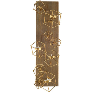 Salvador I Wood Based Brass Metal Cube Wall Candle Holder Main Image
