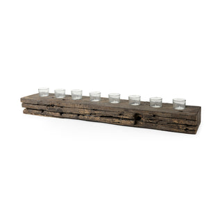 Lakara Reclaimed Wood Eight Tealight Table Candle Holder Main Image