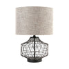 Clark Bronze Barrel Metal Base Beige Linen Shade Table Lamp Main Image