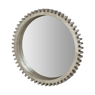 Cog Mirror Round Gray Wood Frame Mirror Main Image