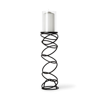 Omega III Large Black Metal Stacked Ring Table Candle Holder Main Image