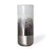 Baltic I Tall White Brushed Silver Metal Bottom Glass Vase Main Image