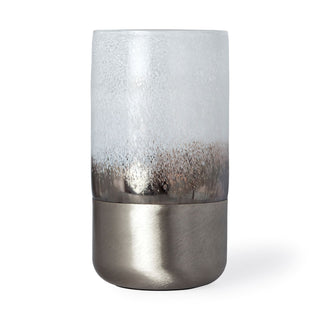 Baltic II Large White Brushed Silver Metal Bottom Glass Vase Main Image