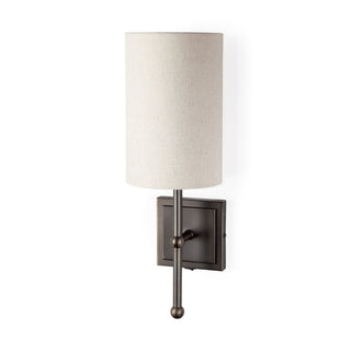Bourgeois II White Fabric Shade Brown Metal Base Wall Sconce Main Image