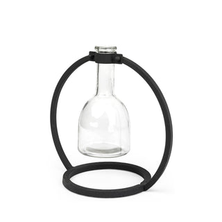 Monica I Short Black Metal Glass Bottle Vase Main Image