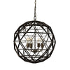 Dyson II Black Metal Triangular Orb Four Bulb Chandelier Main Image