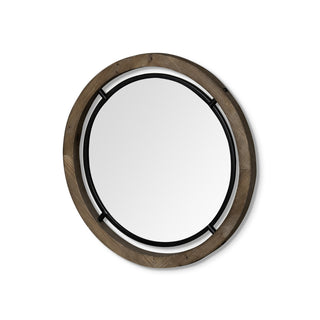 Josi Brown Wood and Black Metal Frame Mirror Main Image