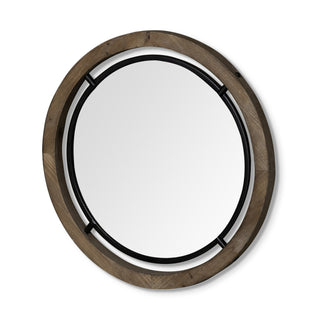 Josi Brown Wood and Black Metal Frame Mirror Main Image