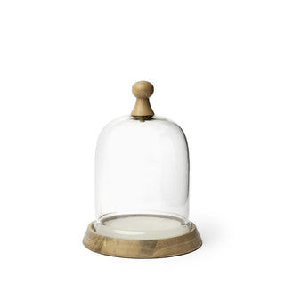 Campana I Small Wooden/White Marble Base Glass Cloche Main Image
