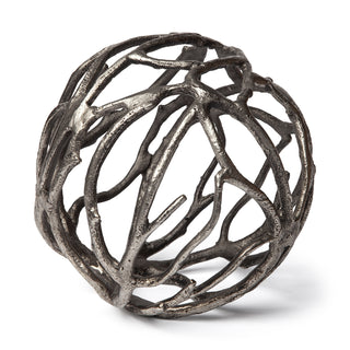 Sphaira II Large Silver Cast Aluminum Decorative Tree Branch Orb Main Image