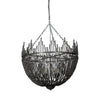 Liam I Black Wooden Bead Bowl-Style Four Bulb Chandelier Main Image