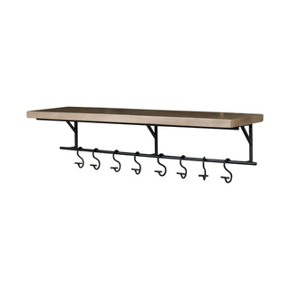 Schutt 36L Wall Mounted Wooden Shelf w/ 8 Hooks for Coats, Hats Main Image