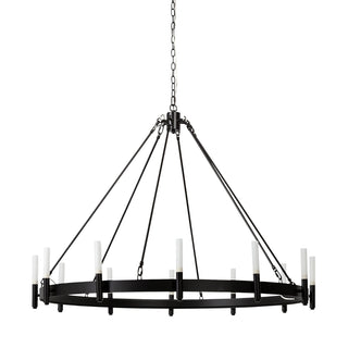 Decamp I Black Metal Chassis Glass Tube Twelve Light Chandelier Main Image
