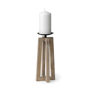Astra Large Light Brown Wood Pedestal Base Table Candle Holder Main Image