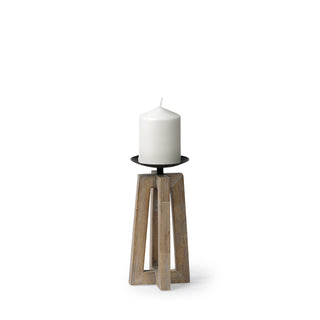 Astra Small Light Brown Wood Pedestal Base Table Candle Holder Main Image
